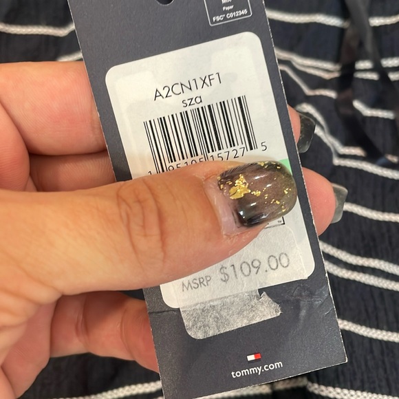 NWT Tommy Hilfiger Womens Navy Striped Sleeveless Keyhole Dress SIZE 8 - Picture 3 of 6